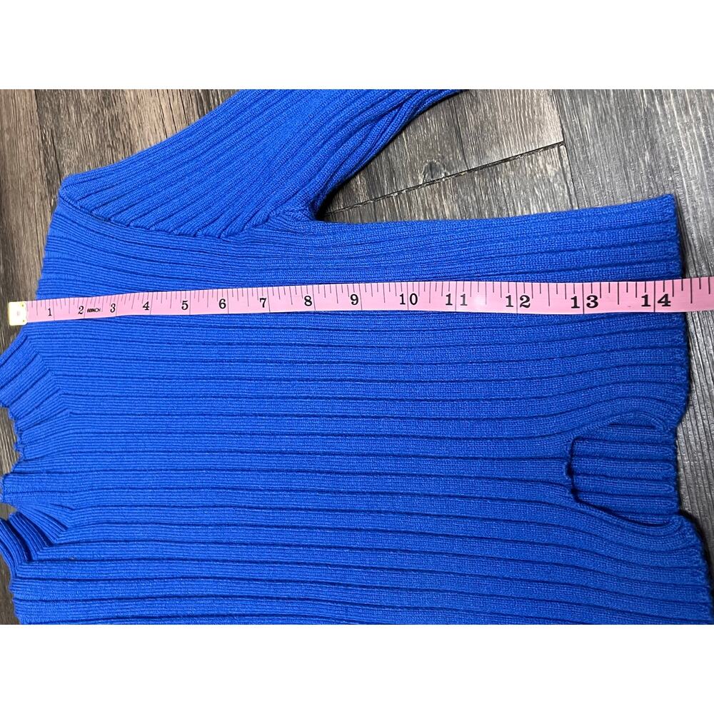 Edikted Blue Ribbed Mock Neck Crop Sweater Y2K Coquette Long Sleeve XS/S Bodycon - Picture 8 of 9